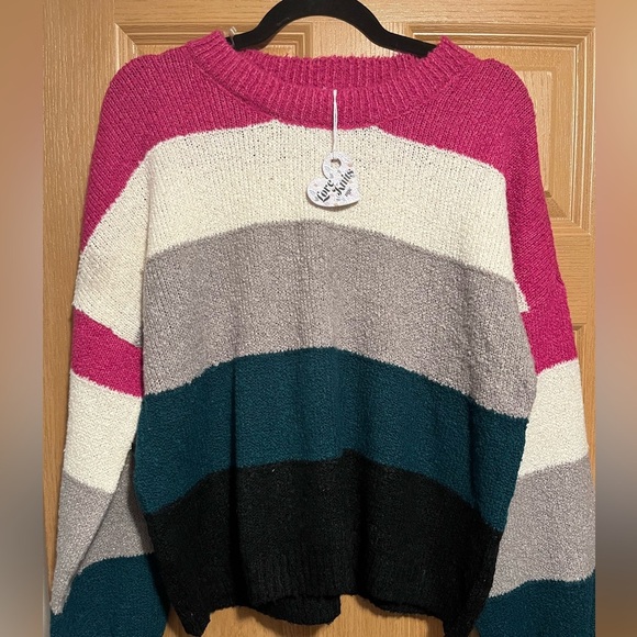 Lisa Striped Teddy Pullover Sweater NWT - Picture 3 of 10